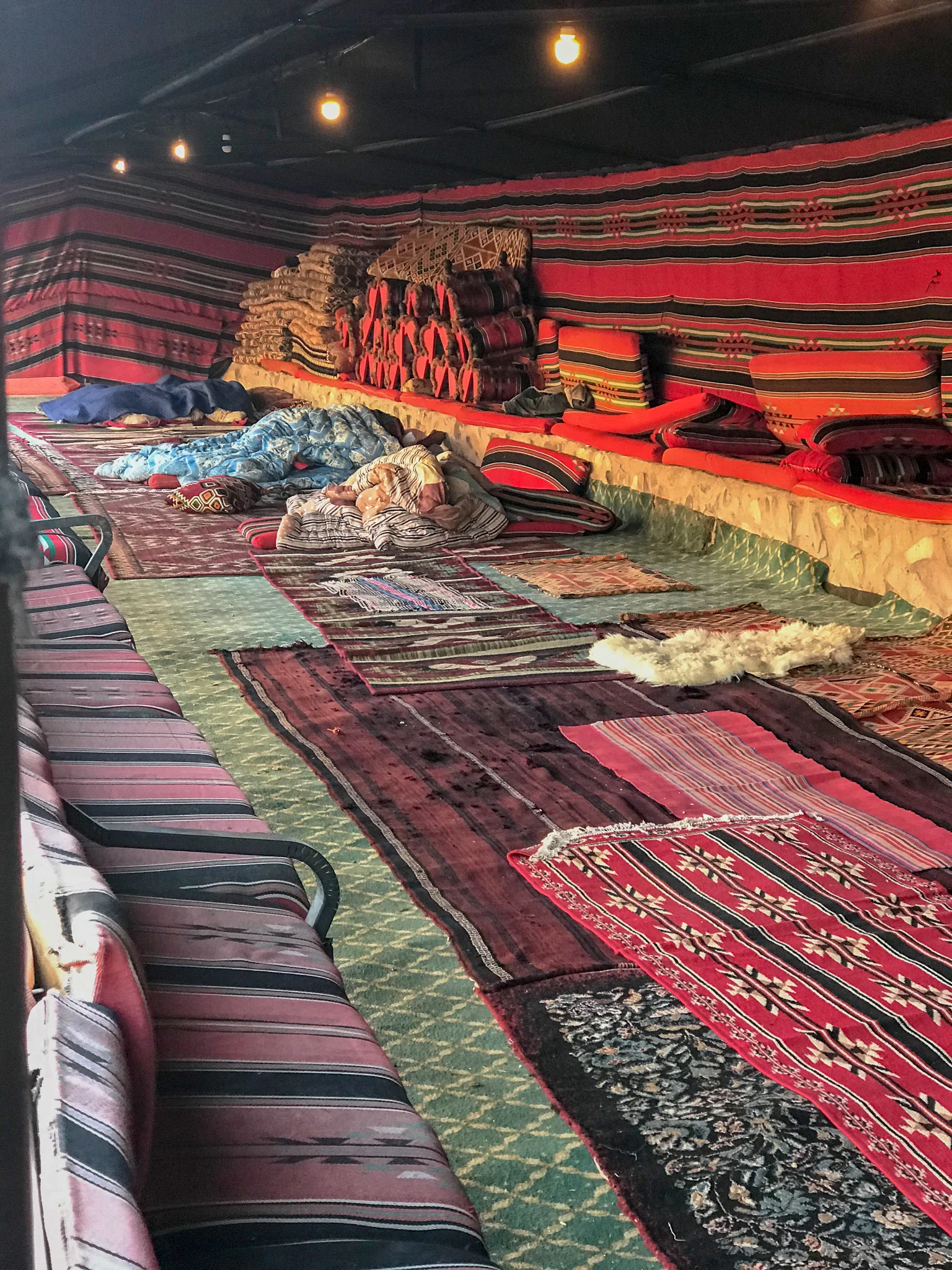 This is where the Bedouin people sleep. They have tents to sleep in as well, but they prefer to be outside most time if the weather isn't harsh.&nbsp;