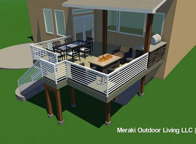 Here&rsquo;s the design for our current project!  We&rsquo;re replacing the existing posts supporting the patio cover with new 8x8 cedar posts, extending the deck out about 12&rsquo;, installing a fire pit, and building a brand new grill island with 