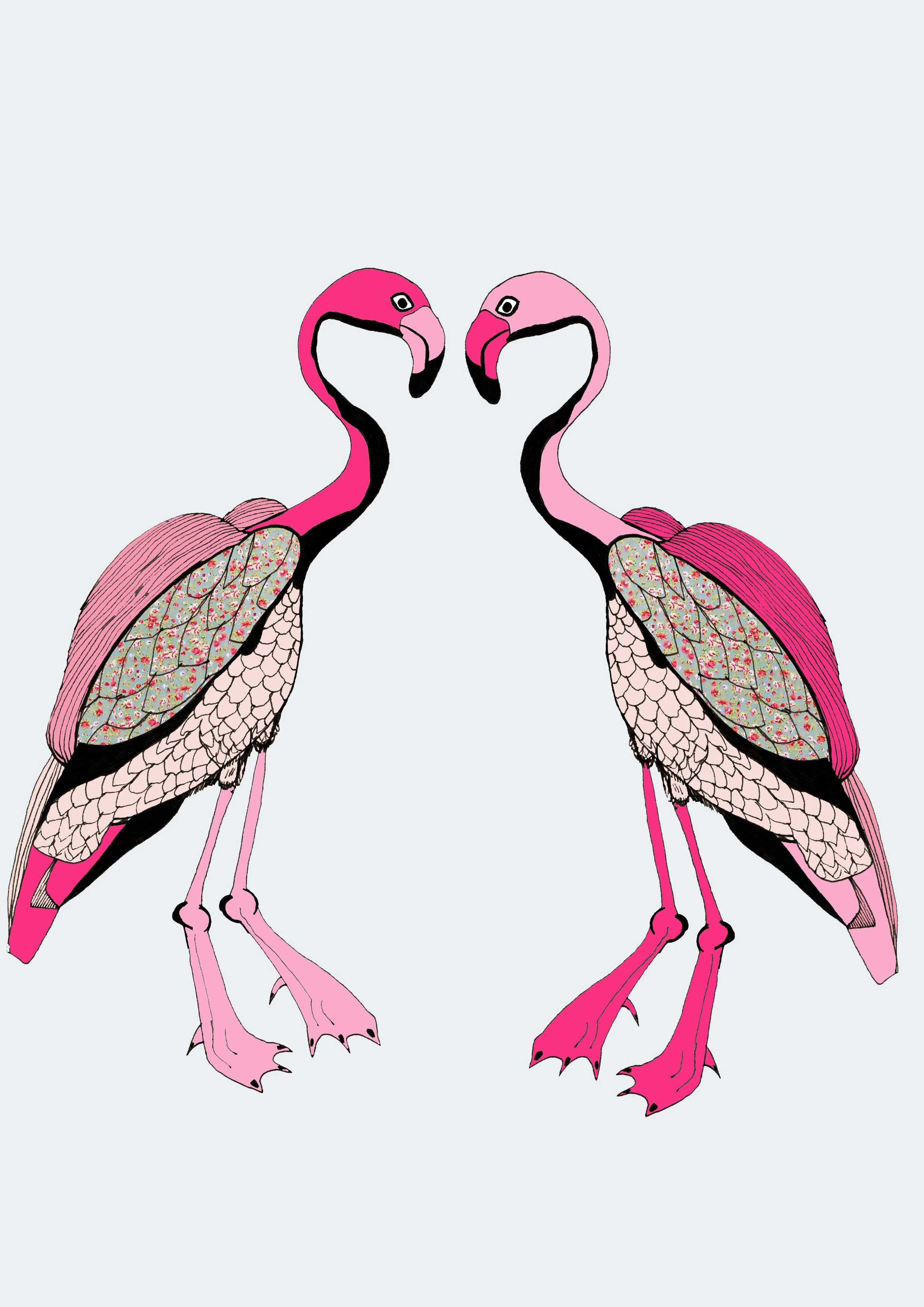 'Two Pink Flamingo's' - Inspired from feminine vintage chic