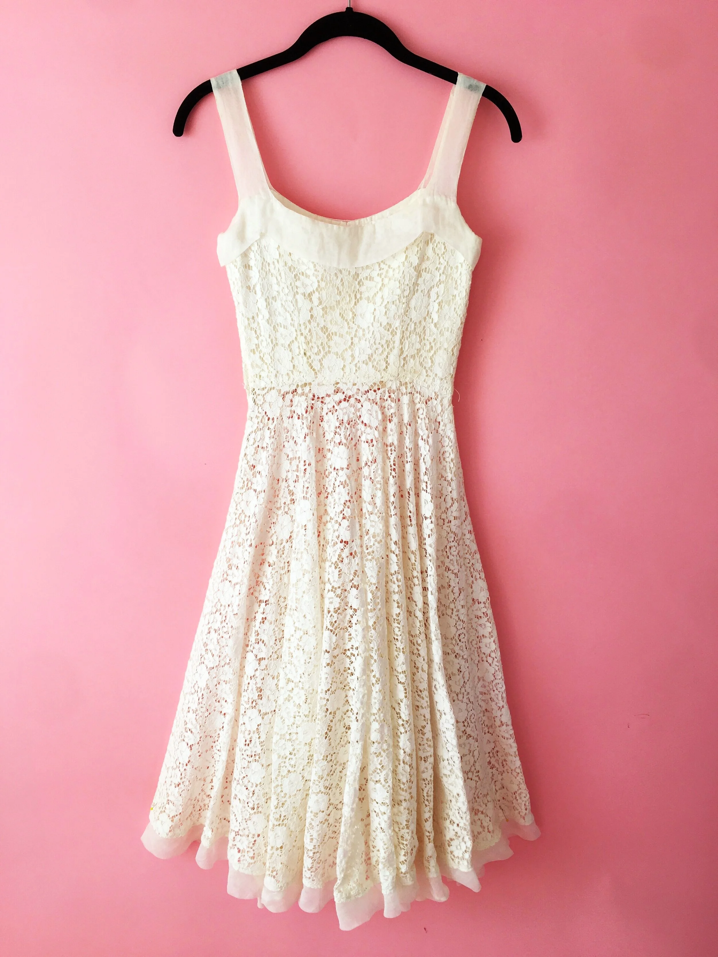 Vintage White Lace Slip Dress