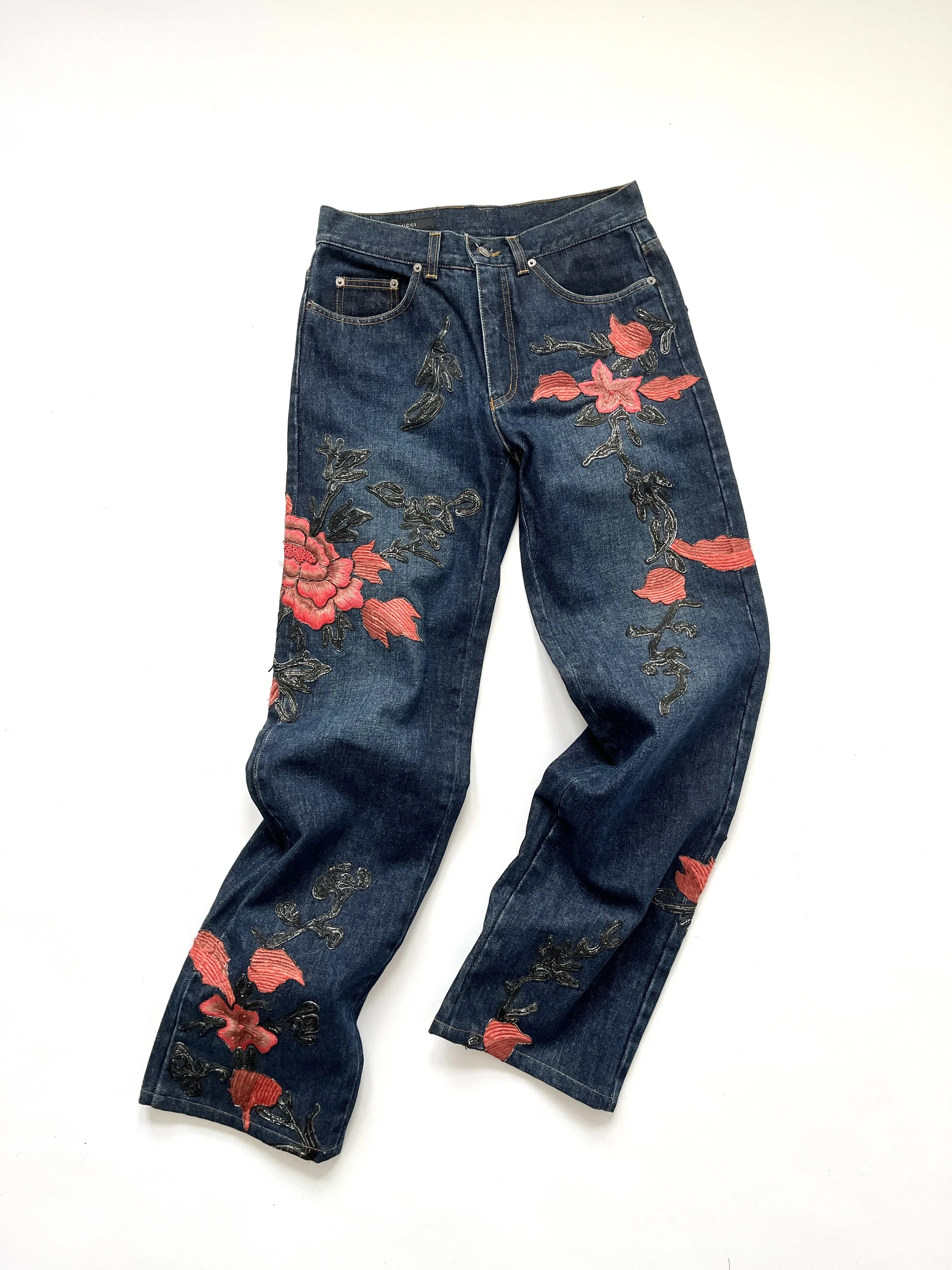 GUCCI by TOMFORD 90s刺繍デニム 1990s Gucci Jeans Floral Embroidery — GOODS and PROVISIONS