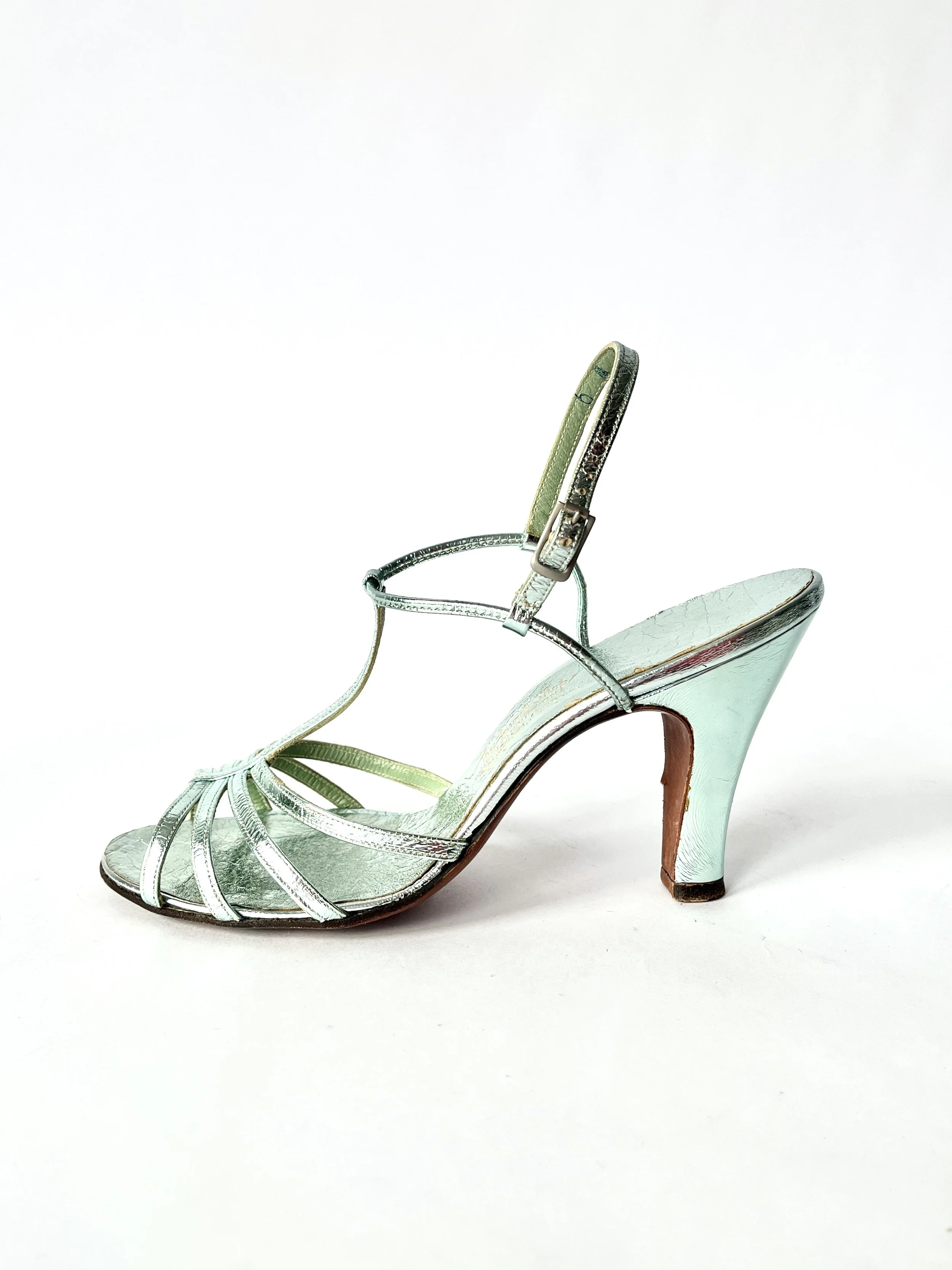 John Davidson for The French Shop Metallic Green Heels Size 6