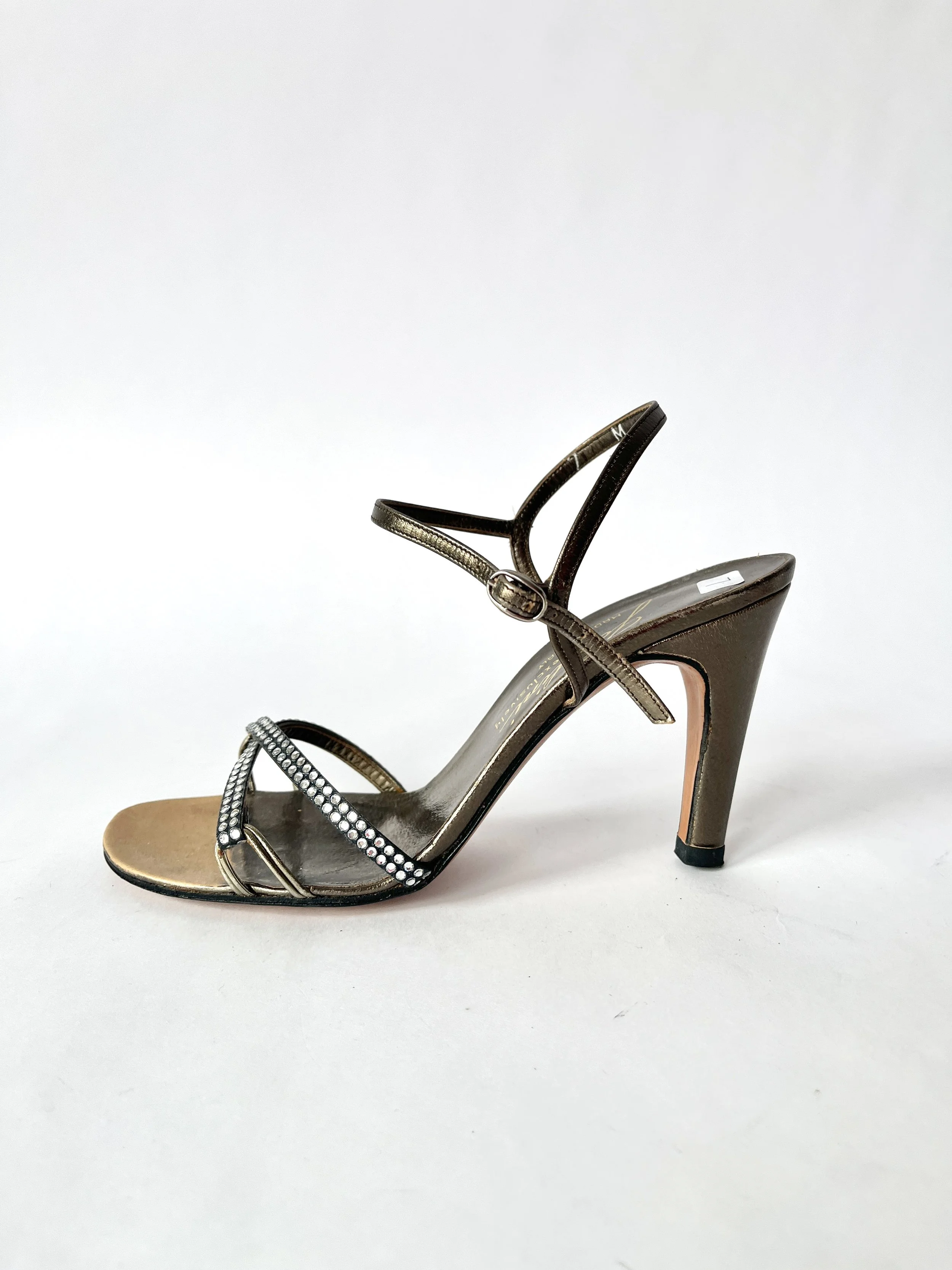 70s Rhinestone Garolini Strappy Heels Size 7M