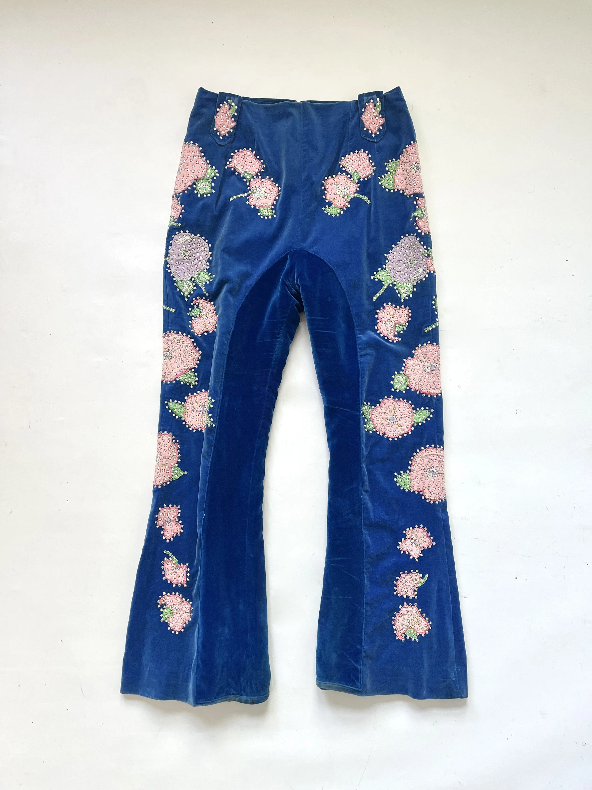 1970s Western Style Rhinestone and Applique Pants