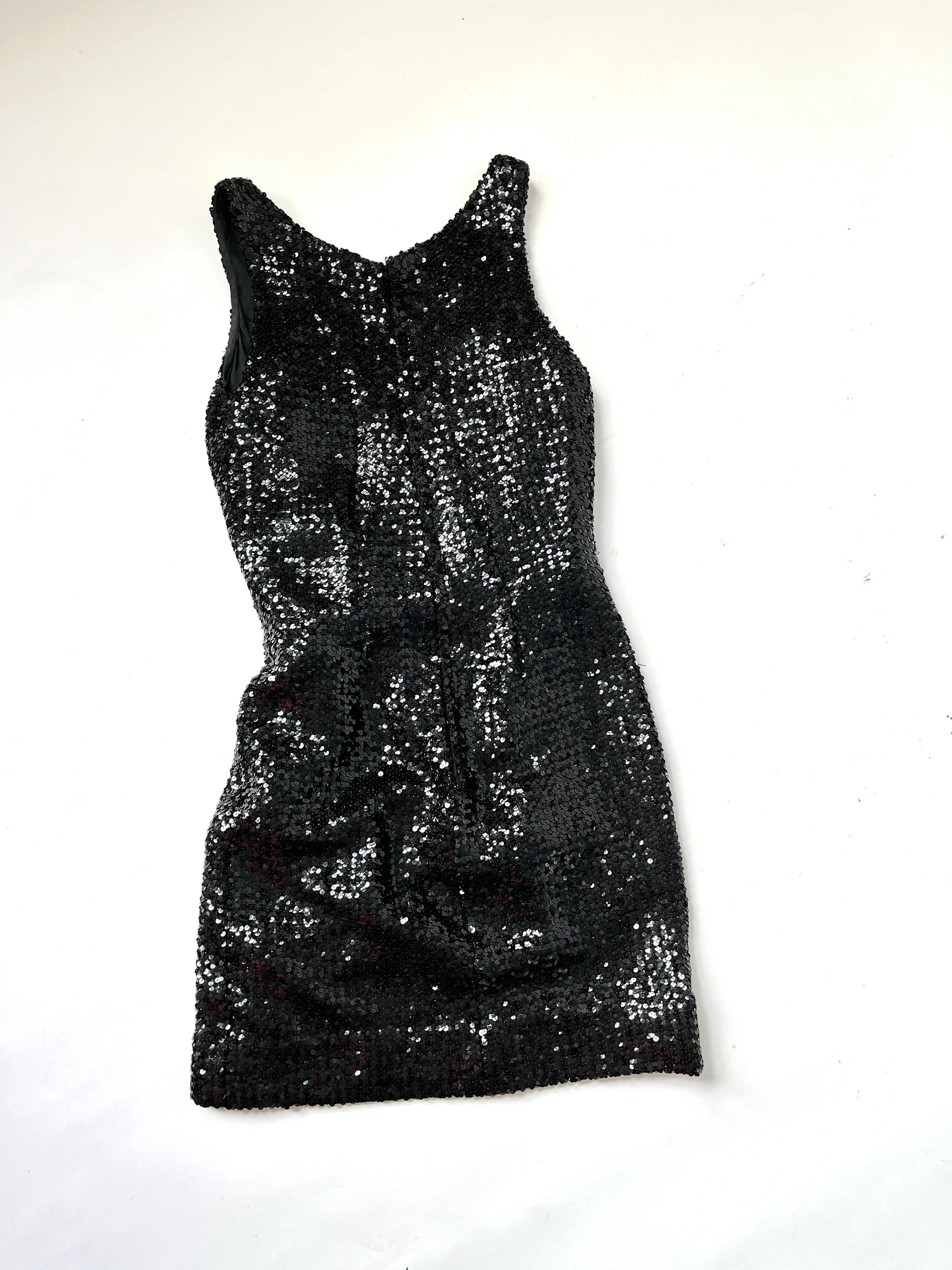 1980s Vicky Tiel Black Sequin Dress