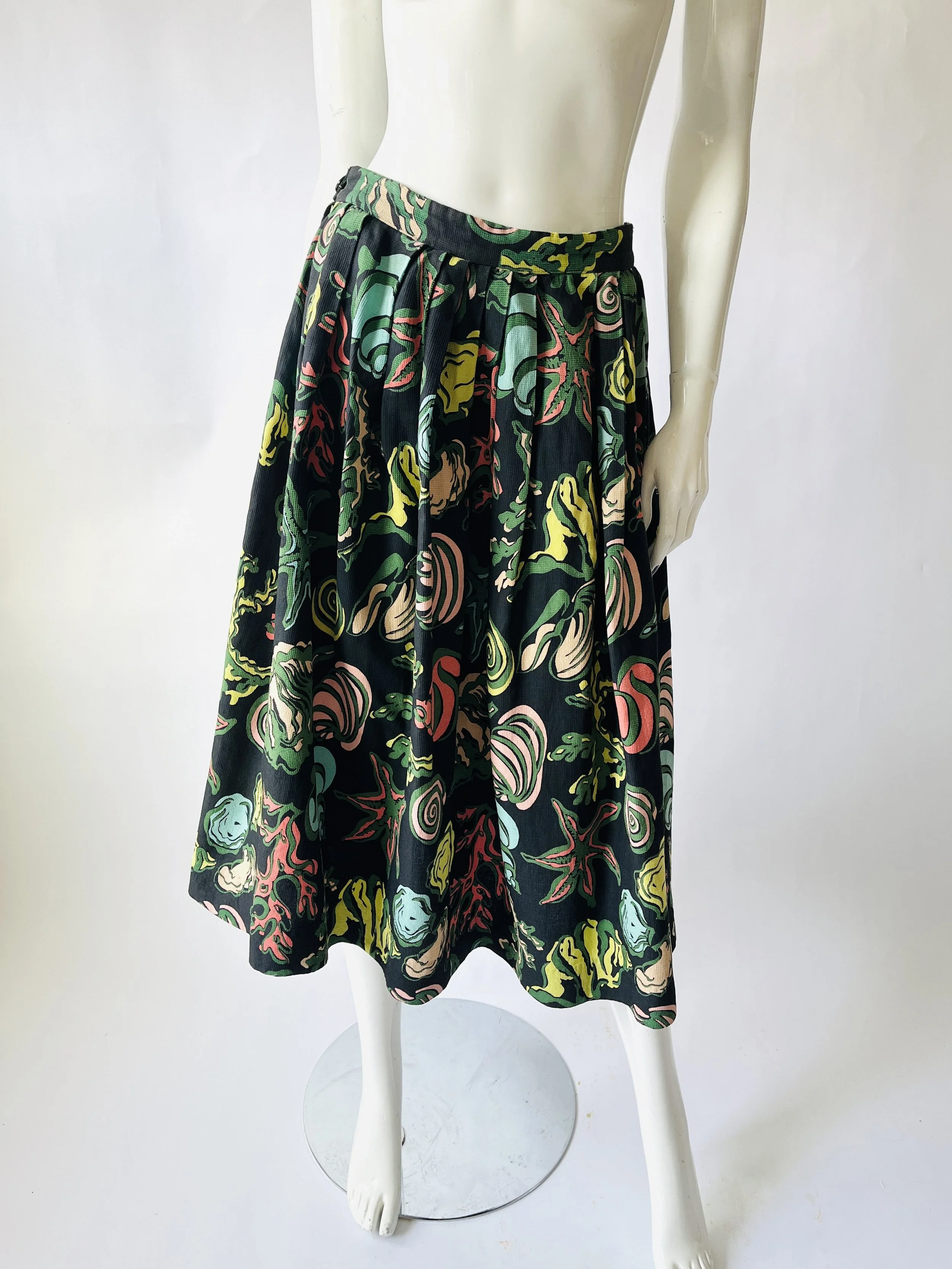 1950s Skirt Faye Robin with Abstract Ocean Print