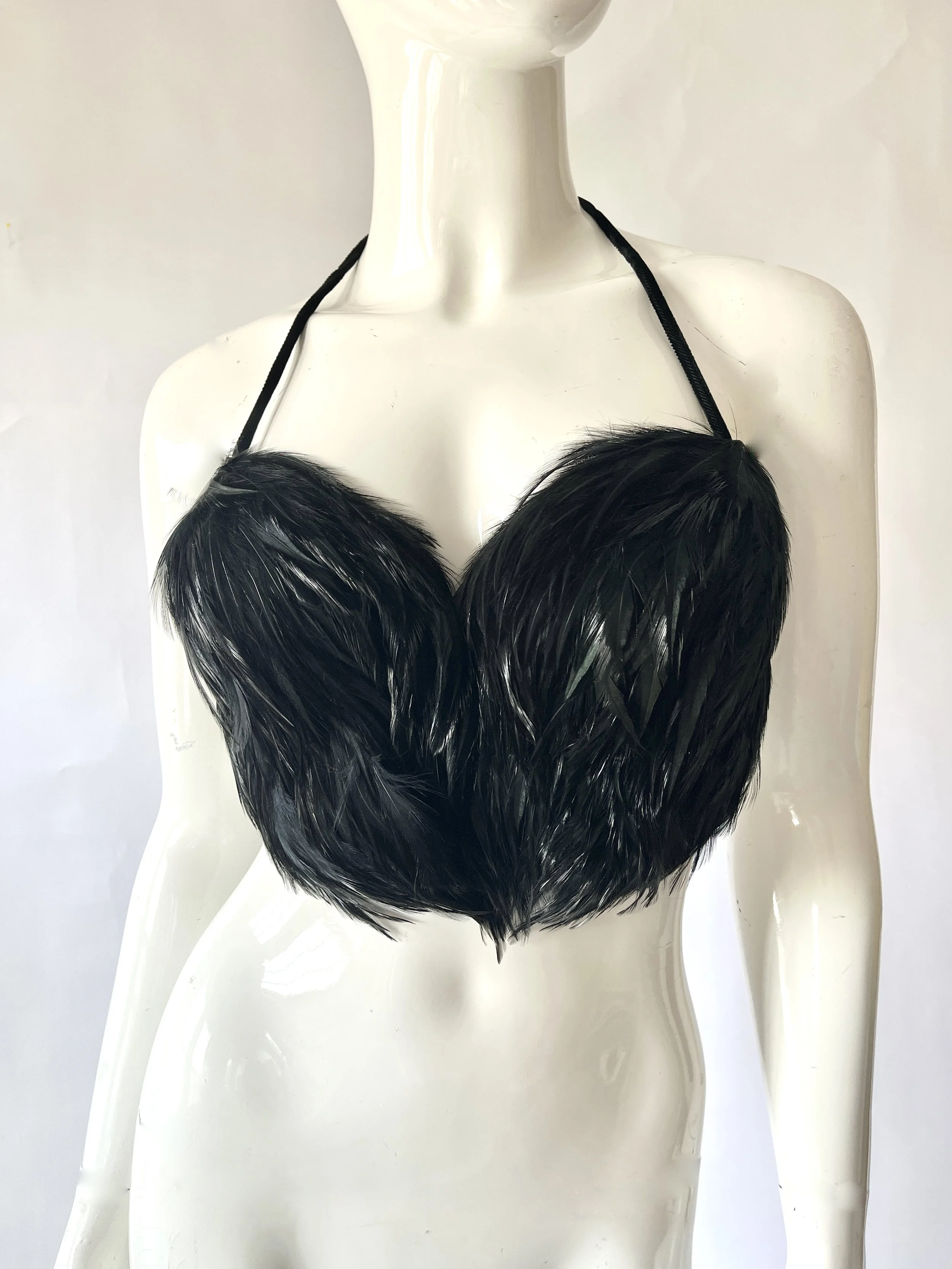 Vintage North Beach Leather Feather Bikini Style Top
