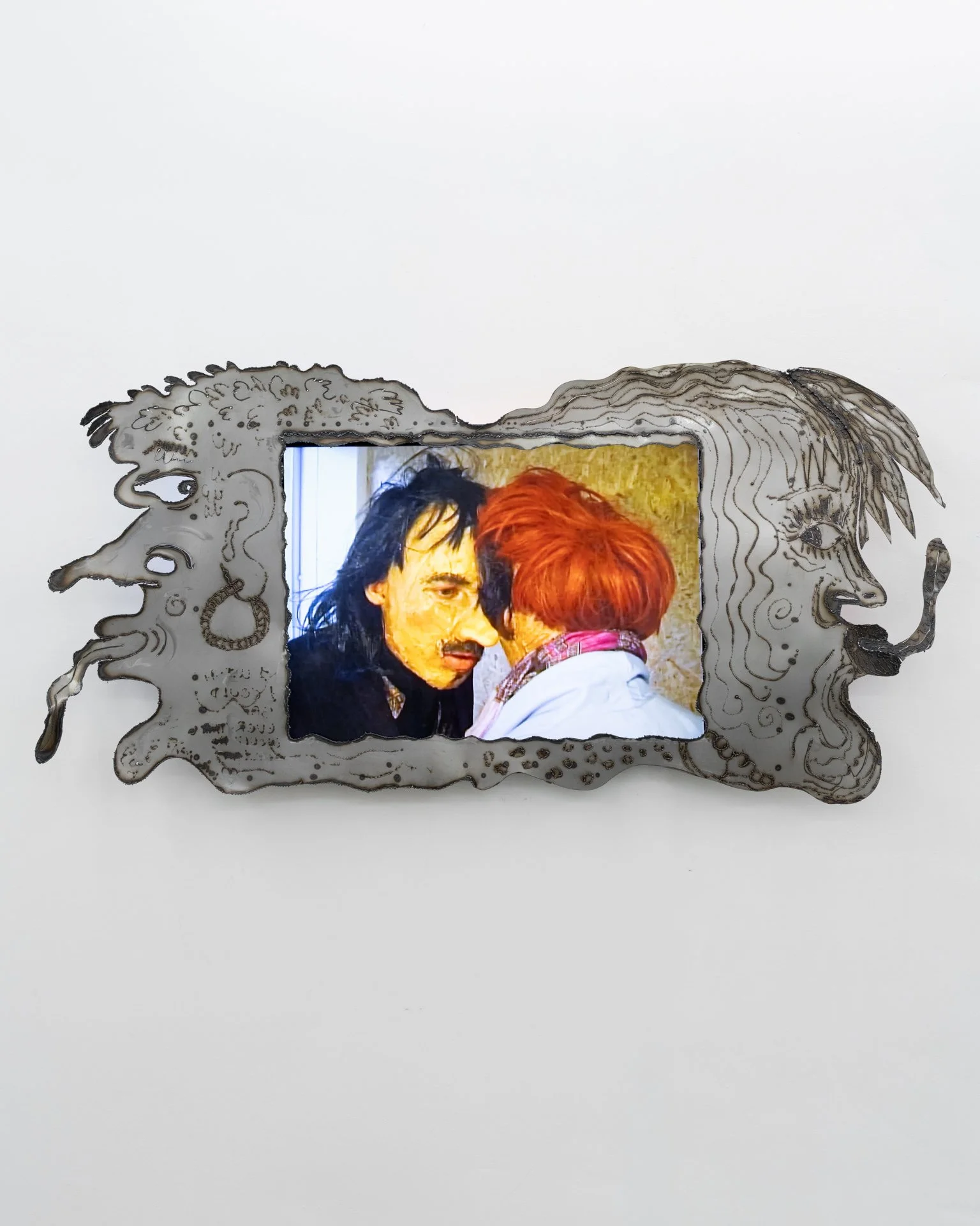  Siamese Others, 2026, in collaboration with Elen Braga, film installation, steel frame, 15:40 min.  