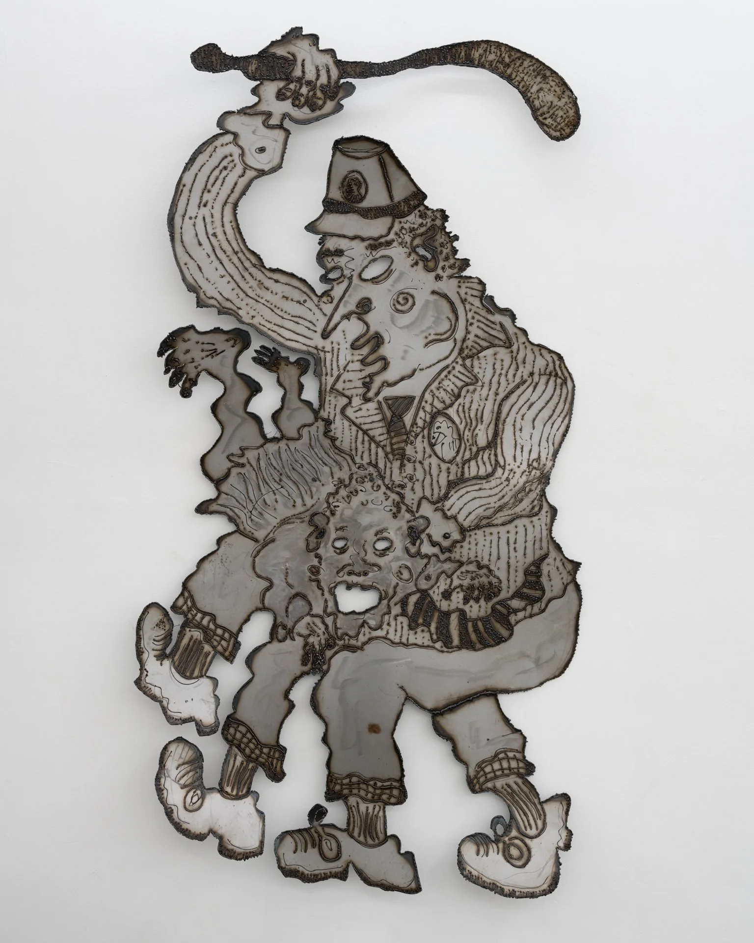  Something about an elephant and two other animals, 2026, welded line drawing on steel with linseed oil finish, 187,5 x 99 cm 