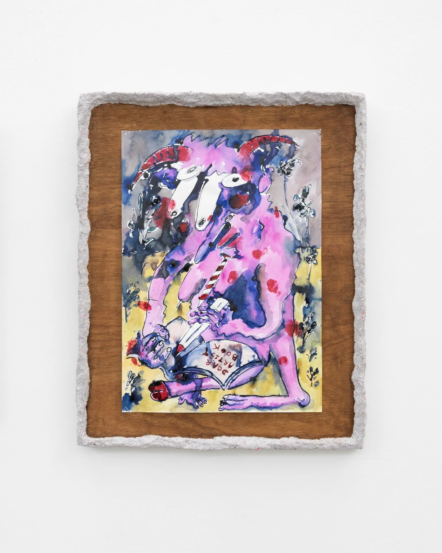  My dear artist book, 2026, Shellac ink on hemp paper, stapled on papier-mâché frame, 53 x 43 cm 