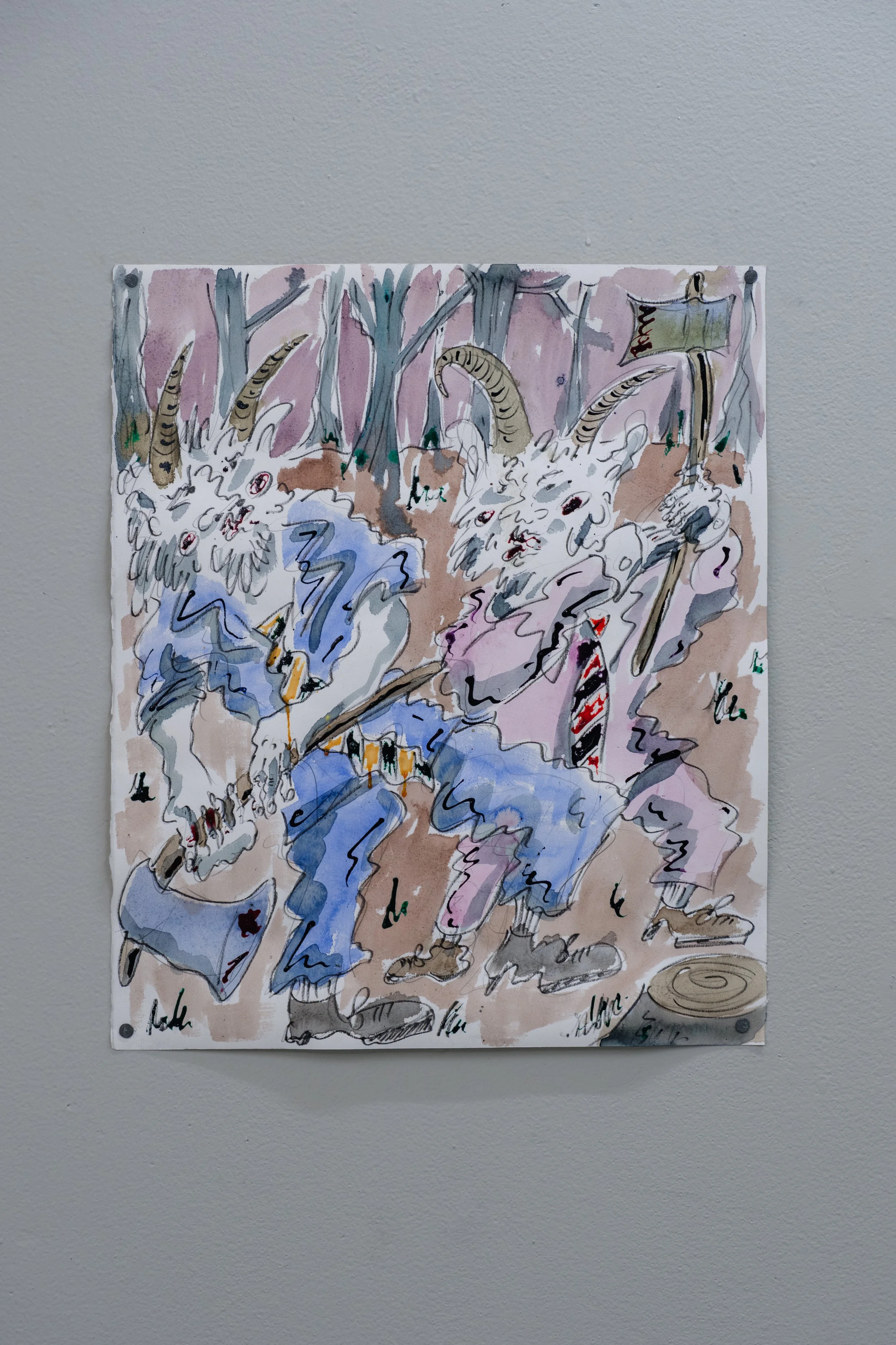  Plus-de-Sauce, 2026, shellac ink, marker and graphite on aquarelle paper, 42 x 50 cm 