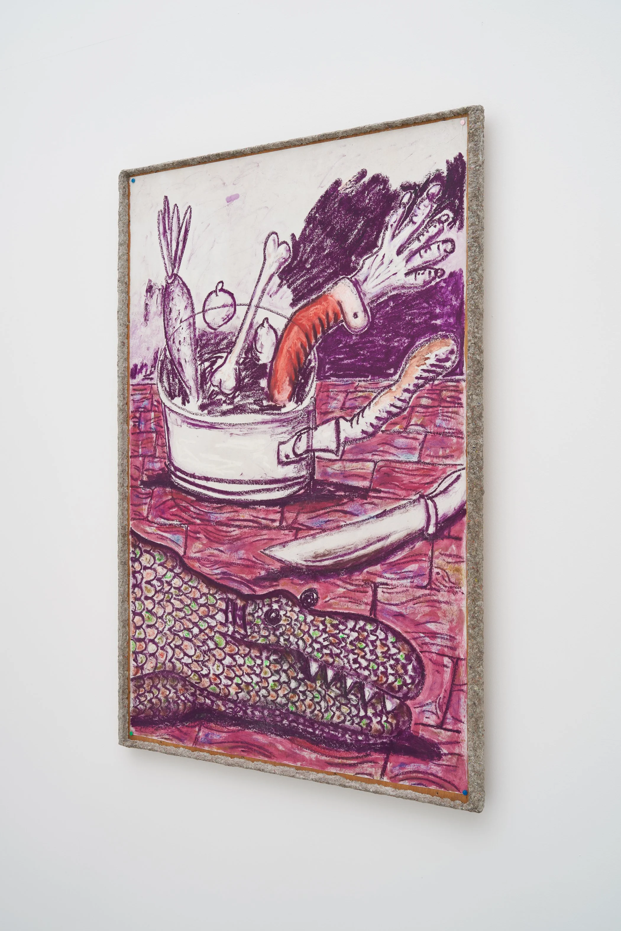  William Ludwig Lutgens, Georganiseerde Misdaad / Organised Crime, 2026, oil stick on Japanese mulberry paper, mounted on wood, with an artist- made hardened papier-mâché frame, 144 x 104,5 cm 