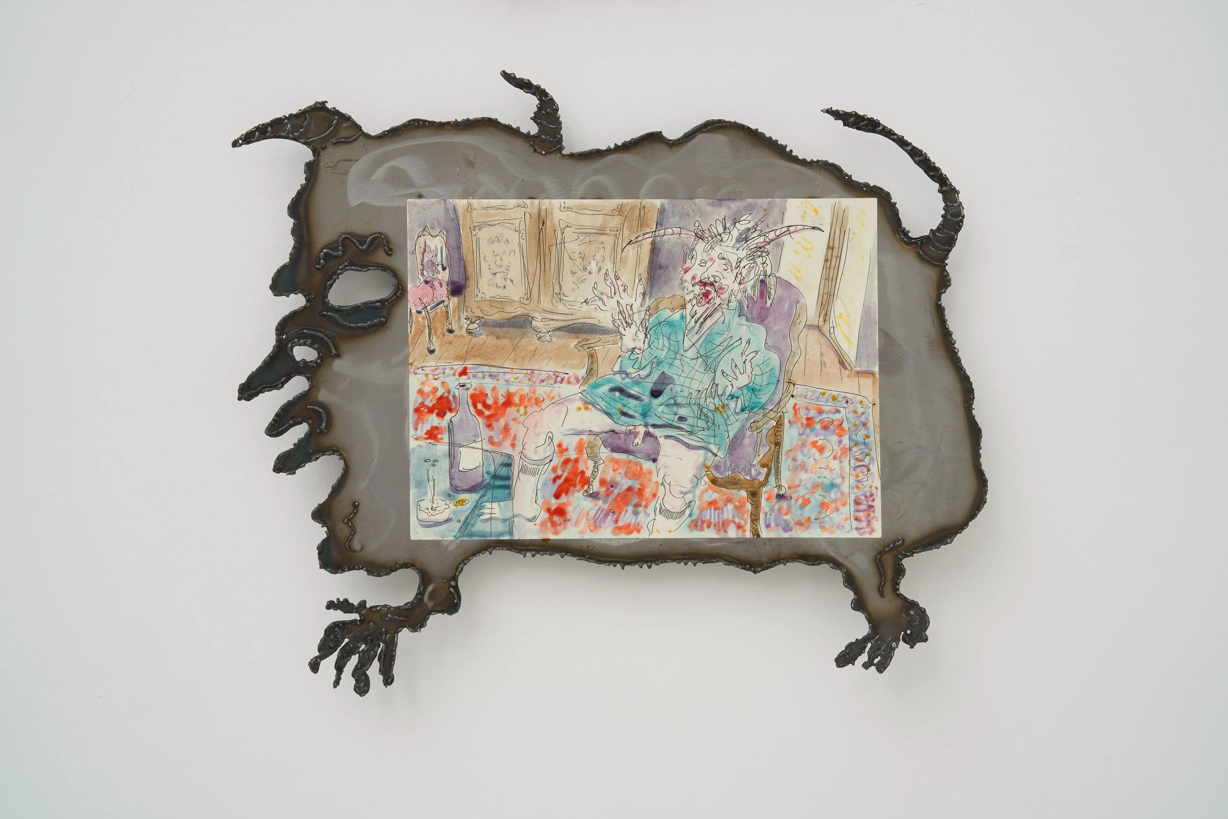  William Ludwig Lutgens, The Surplus Stir, 2026, shellac ink and Japanese ballpoint on hemp paper, mounted on steel, with lacquer finish, 39 x 46 x 3 cm 