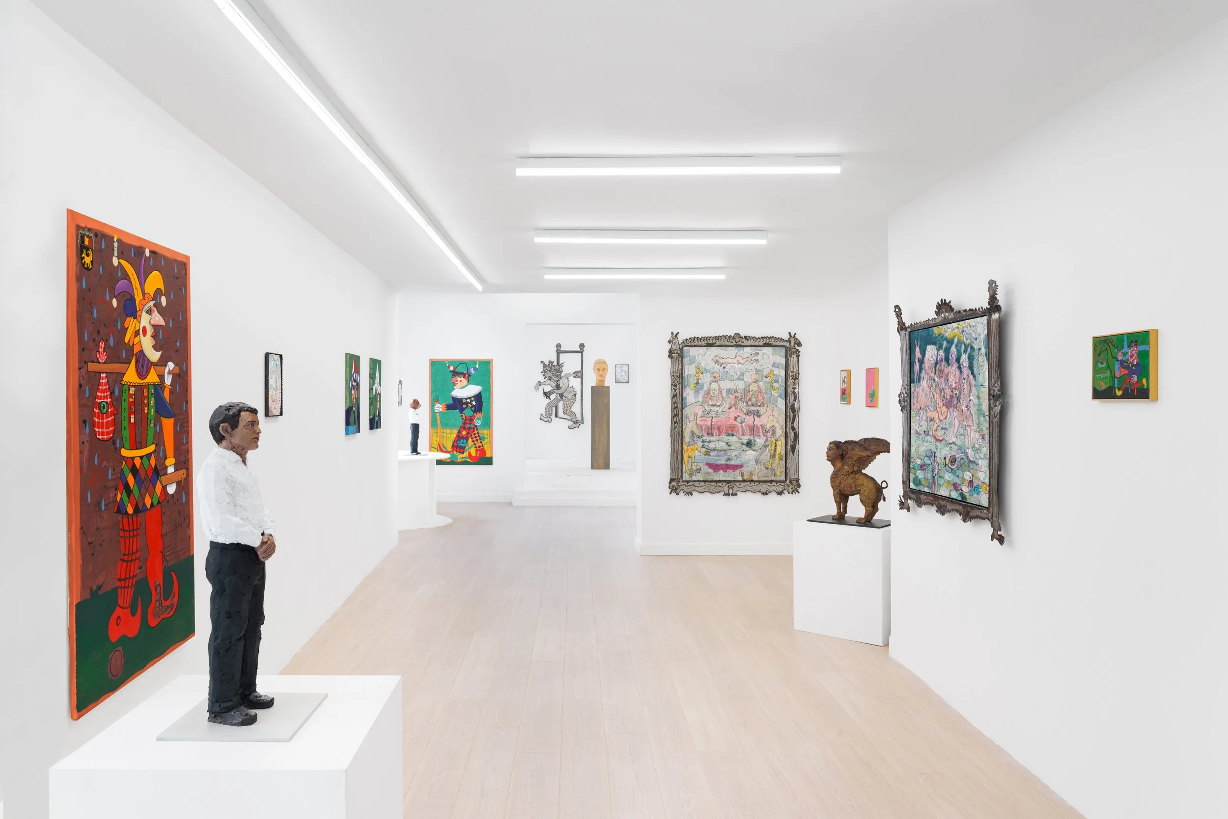  Exhibition view of Arcana Animi, with Stephan Balkenhol, Clément Jacques-Vossen en William Ludwig Lutgens, Barbé Gallery, Ghent, BE. 