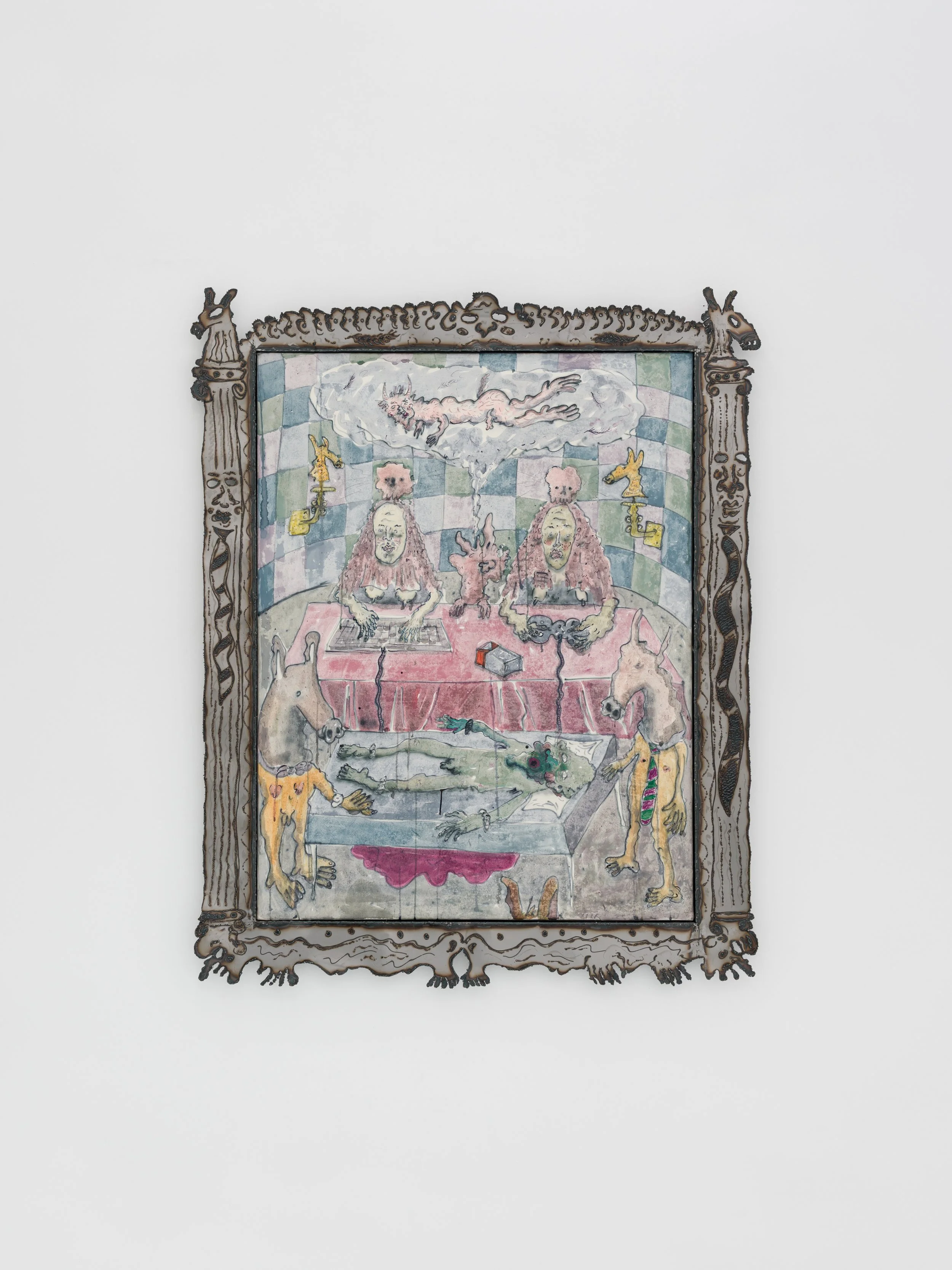   William Ludwig Lutgens -Through the mouth of a blunderbuss , 2026, shellac ink, watercolor, graphite, and oil pastel on Kitakata paper, mounted on canvas, with a linseed-oil treated steel frame, 153 x 123 cm 