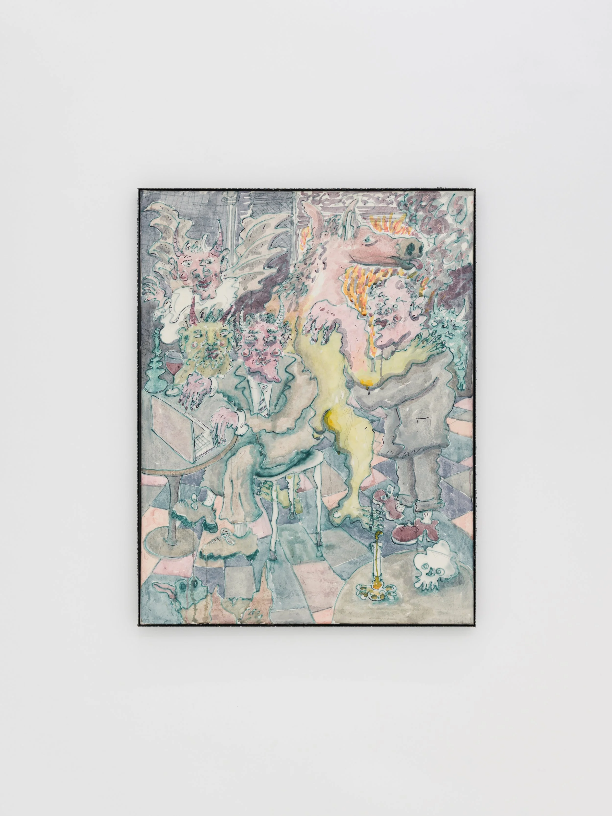   WILLIAM LUDWIG LUTGENS -   An Unearthly Glow Lay Upon Everything , 2026, shellac ink, watercolor, graphite, and oil pastel on Kitakata paper, mounted on canvas, with a linseed-oil treated steel frame, 127 x 97 cm 