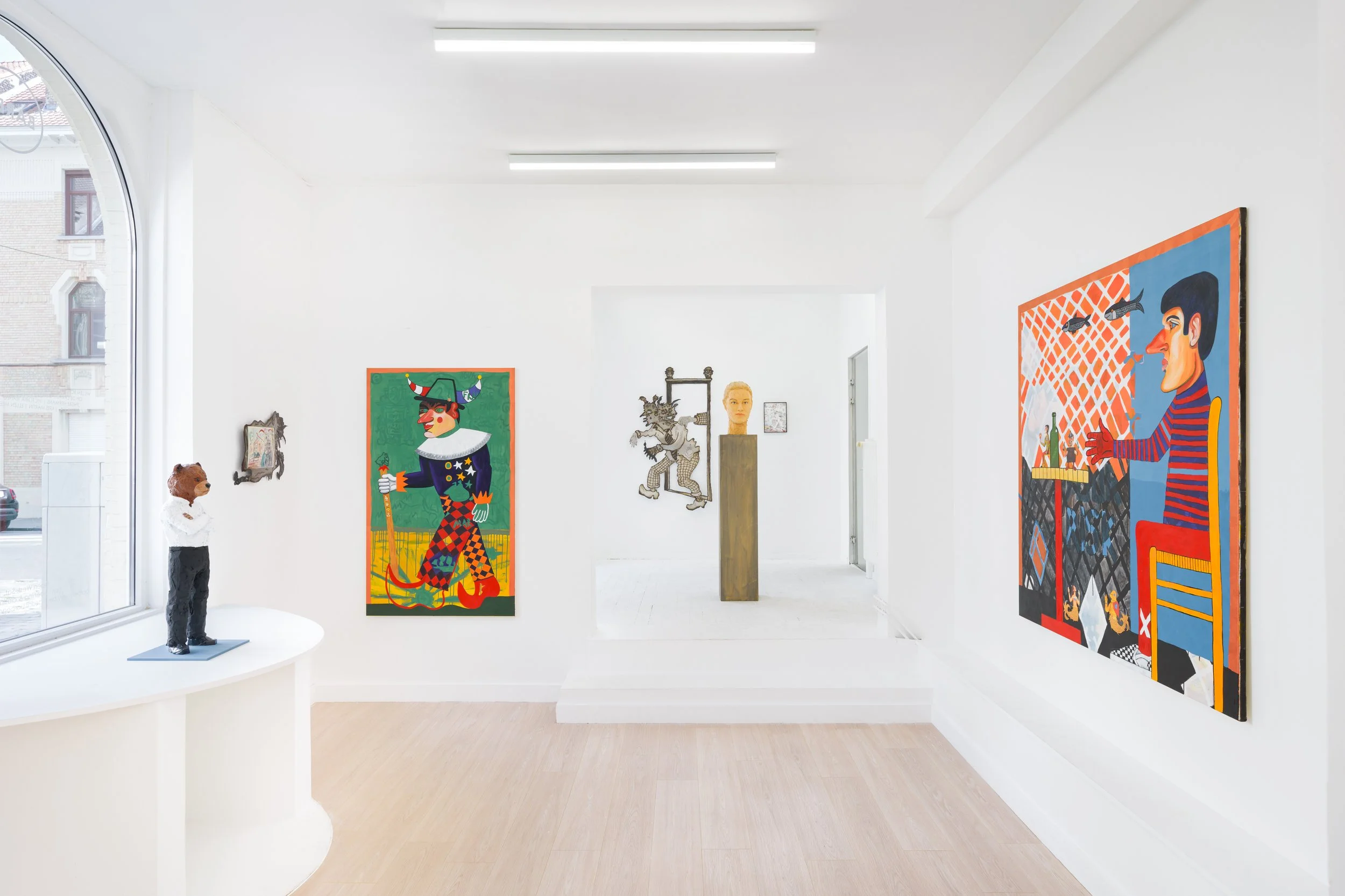  Exhibition view of Arcana Animi, with Stephan Balkenhol, Clément Jacques-Vossen en William Ludwig Lutgens, Barbé Gallery, Ghent, BE. 
