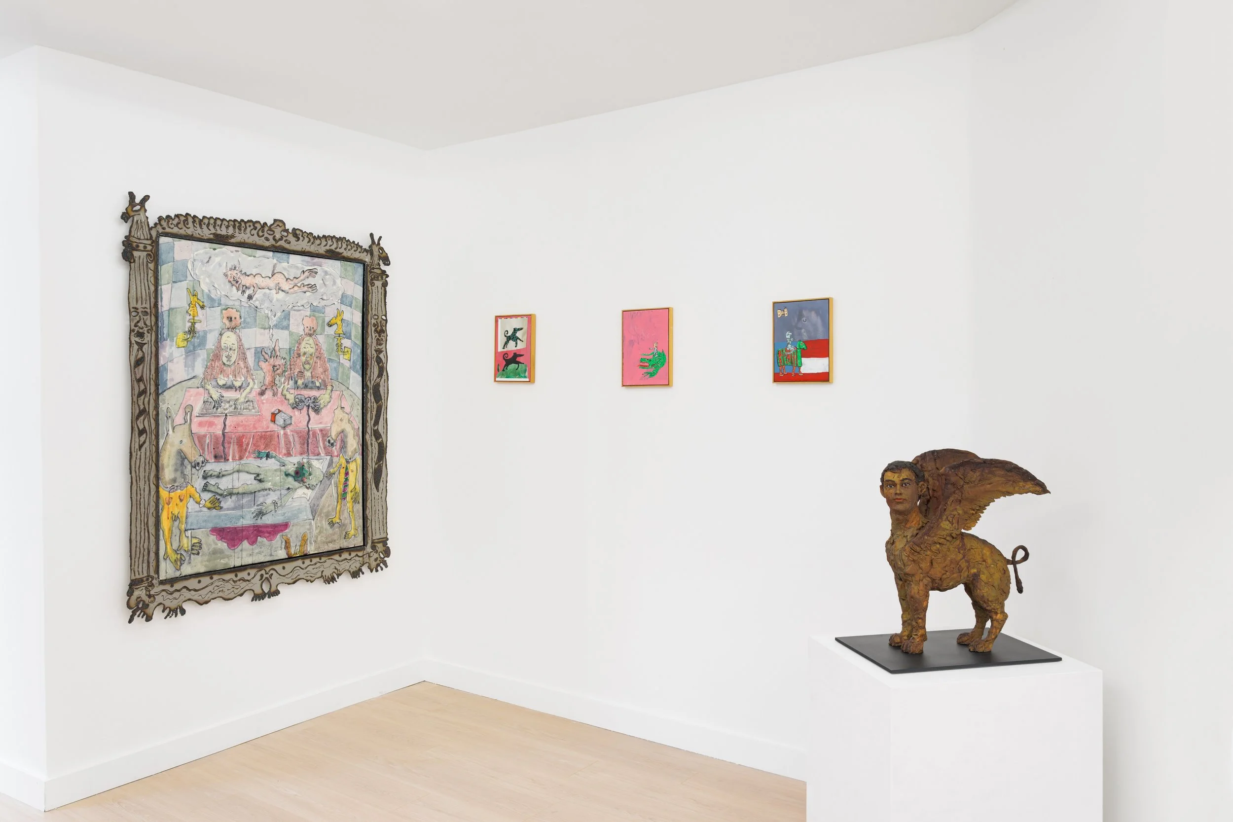 Exhibition view of Arcana Animi, with Stephan Balkenhol, Clément Jacques-Vossen en William Ludwig Lutgens, Barbé Gallery, Ghent, BE. 