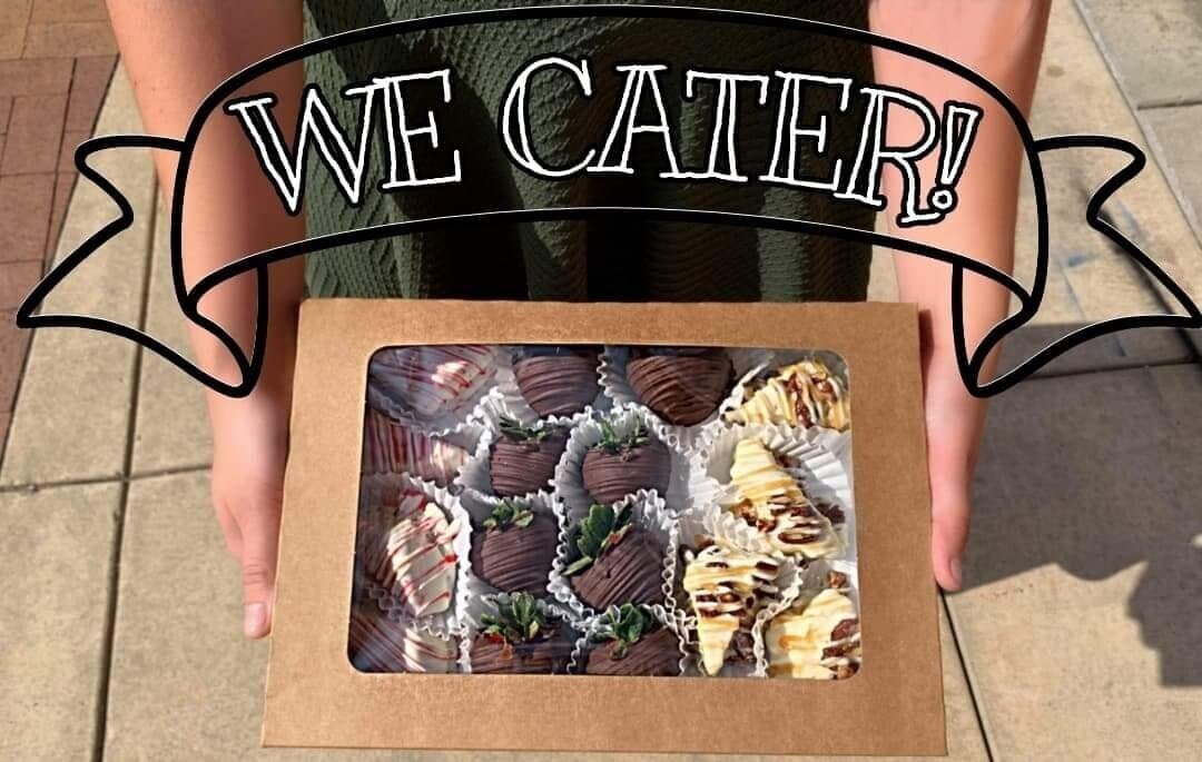 Model Pictured With: Strawberry Cheesecake Bites, Milk Chocolate Covered Strawberries, & Turtle Cheesecake Bites