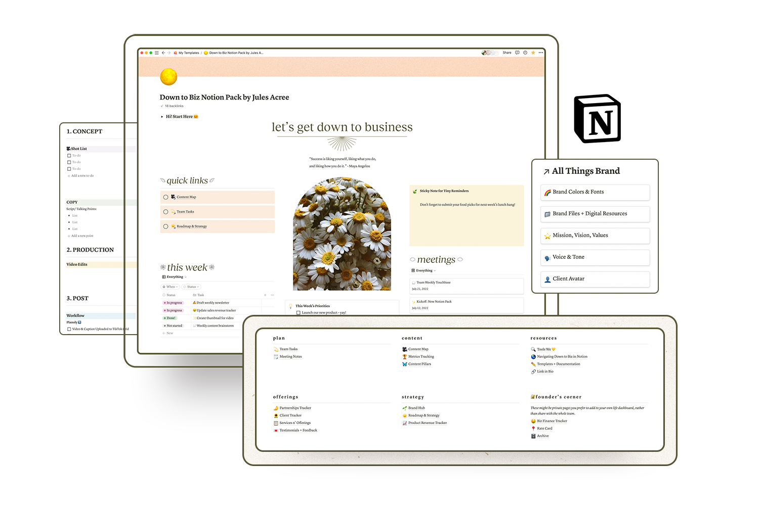 down to biz notion pack screenshots