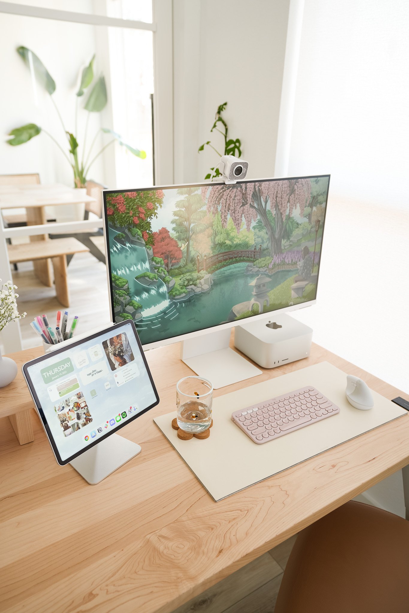 WORK FROM HOME DESK SET UP  aesthetic desk tour, productive