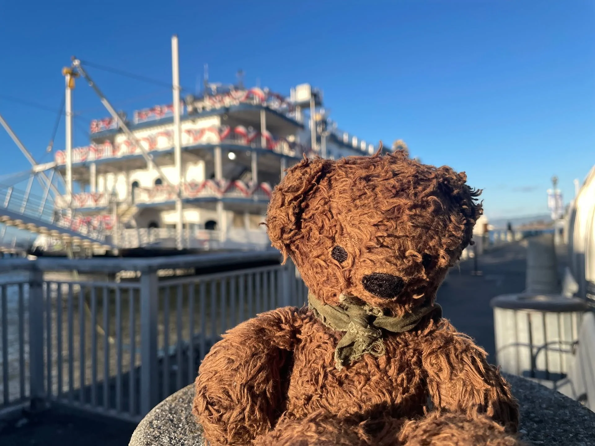 Bandana Bear and I had so much fun out on San Francisco Bay last weekend! I was an EMT aboard the San Francisco Belle, which used to be a riverboat, and we were happy to take in all the scenes. It couldn't have been a more gorgeous day, and we even s