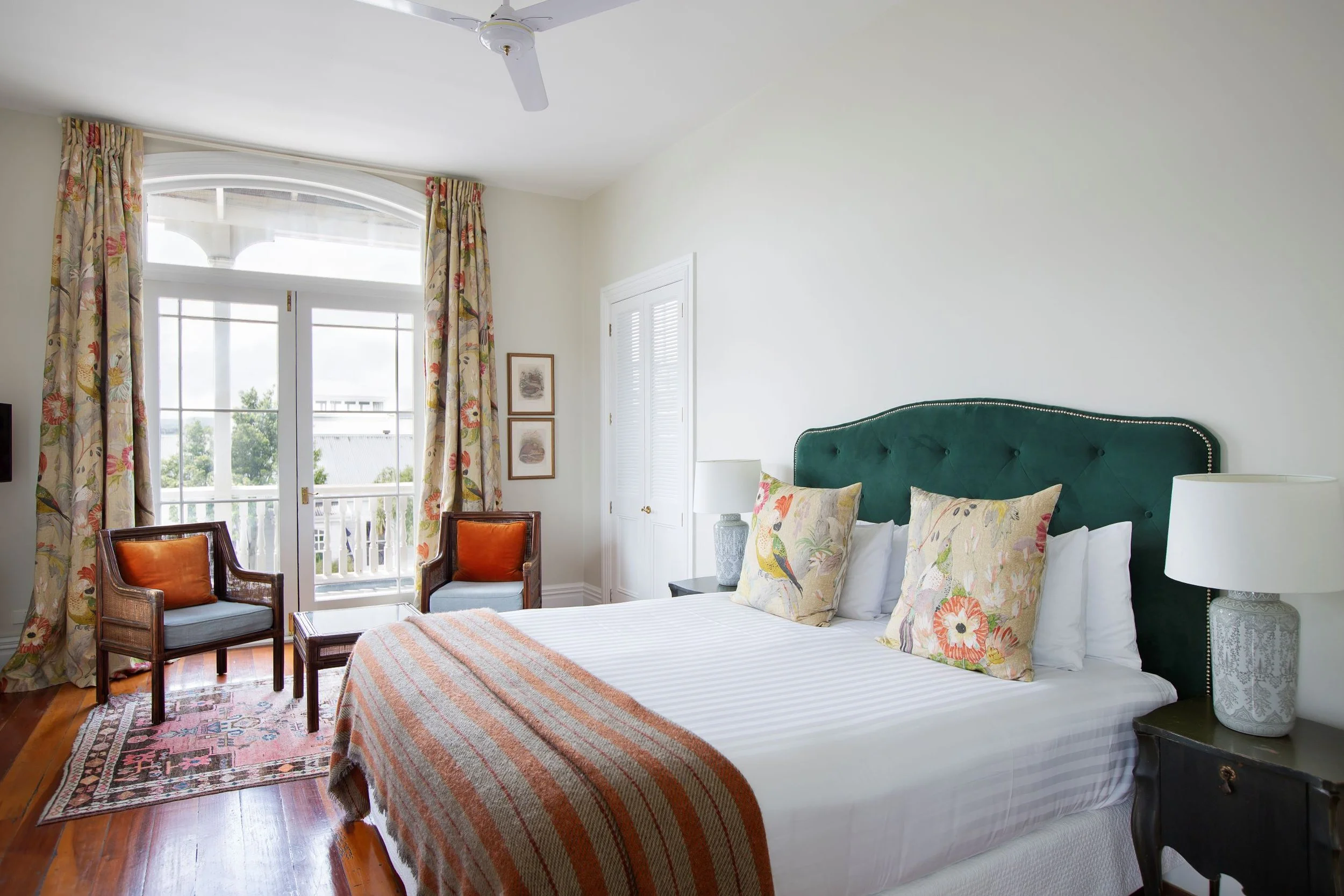 Upstairs heritage suite looking out to the wrap around balcony at The Martinborough Hotel