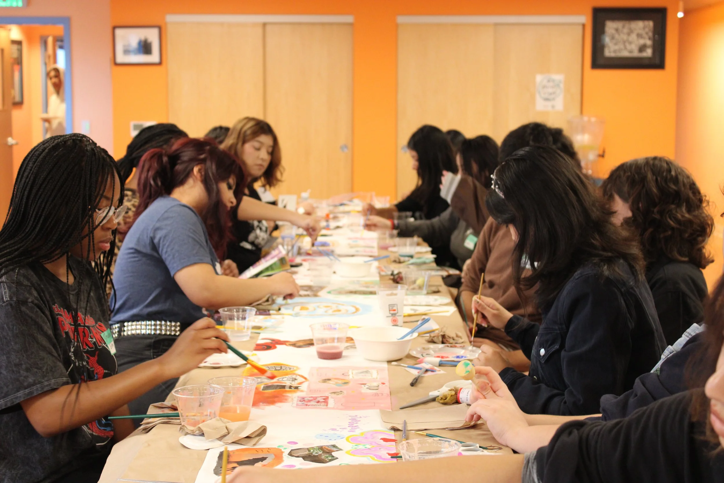 Students creating a collaborative Mural, 2022