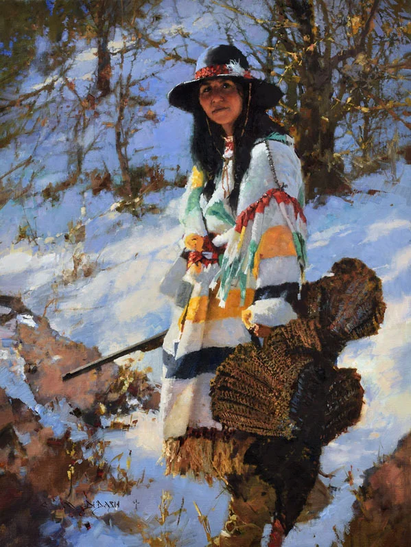 *****SOLD***** "TURKEY HUNTER" - oil on linen - 32"h x 24"w Sold at the Buffalo Bill Art Show, Cody, WY Sept 23-24 2016 WINNER OF THE "SPIRIT OF THE BUFFALO BILL SHOW & SALE" AWARD! (the top prize at this years show....)