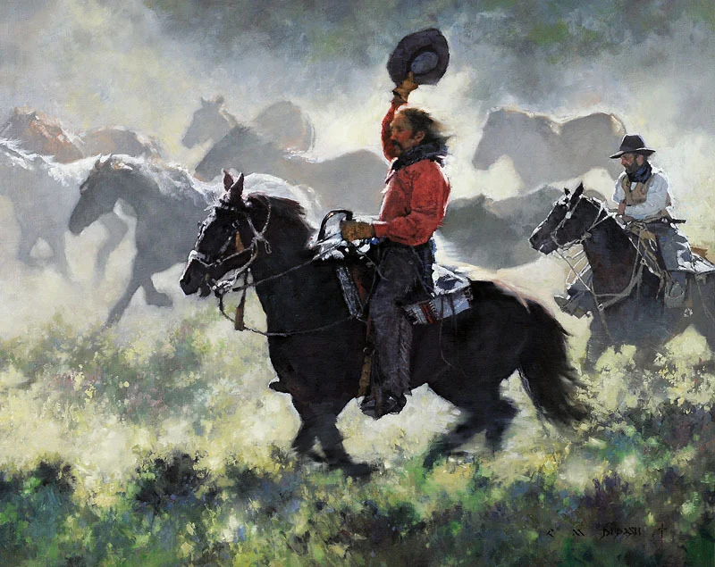 "MUSTANG ROUNDUP" - oil on linen - 24"h x 30"w - SOLD