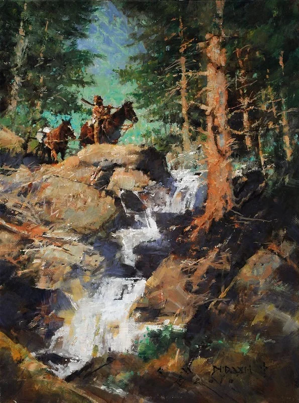 "HE KNEW WHEN TO TRUST HIS HORSE" - oil on linen - 12"h x 9"w - SOLD 