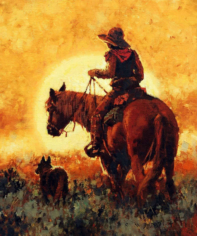 ****SOLD**** "COWGIRL RISING" - oil on linen - 12"h x 10"w