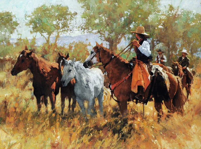 "HORSIN' AROUND" - oil on linen - 18"h x 24"w - SOLD Available at the Legacy Gallery Bozeman, MT