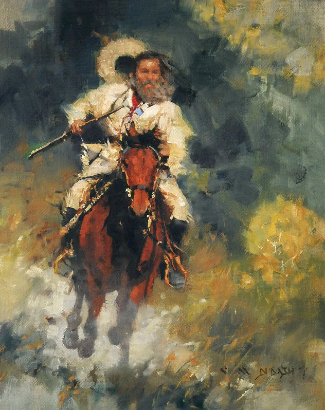 "RIDING WITH THE WIND" - oil on linen - 14"h x 11"w - SOLD Sold at the Art In Action Auction to benefit The Russell March 2015