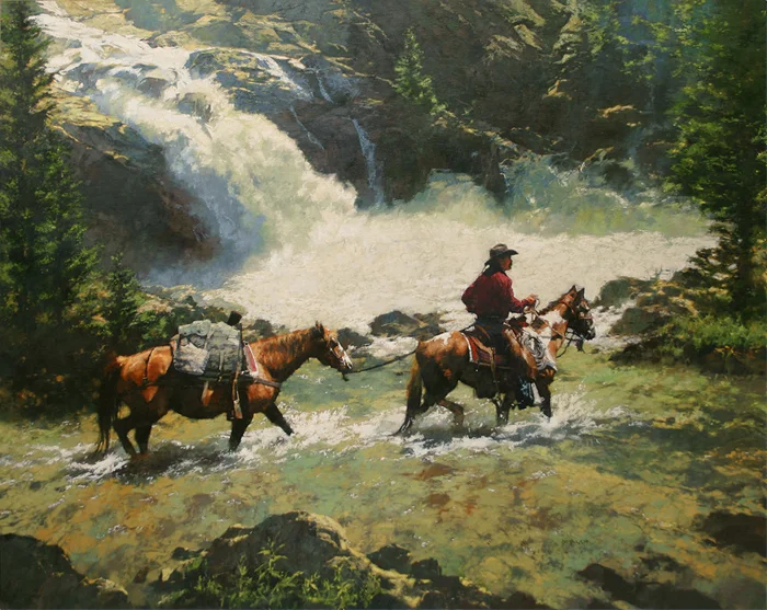 "RIDIN' TO CAMP PARADISE" - oil on linen - 48" x 60" - SOLD