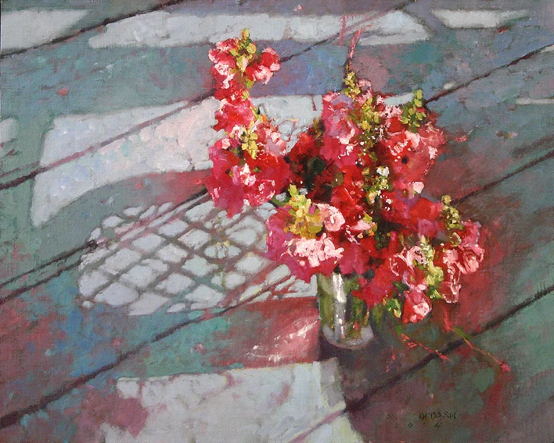 "Snapdragons #4" - oil on linen - 16"h x 20"w - SOLD