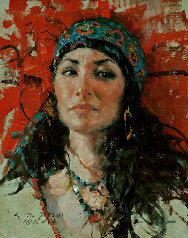 "GYPSY LIZ" - oil on linen - 10"h x 8"w Contact C. Michael Dudash, Mission House Artworks for pricing and availability