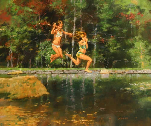 "Into The Pond!" - oil on linen - 24" x 20" - SOLD