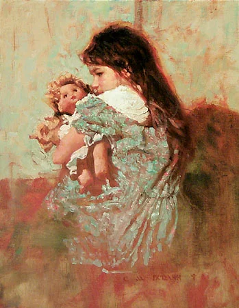 "My Doll" - oil on linen - 11" x 14" - SOLD