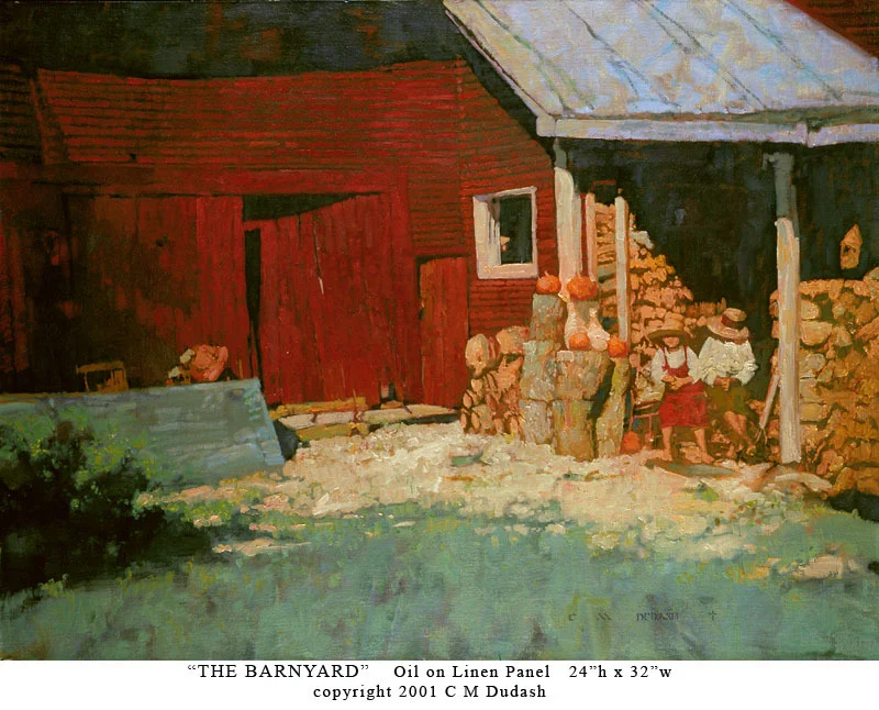 "THE BARNYARD" - oil on linen - 24" x 32" Contact C Michael Dudash/Mission House Artworks for pricing and availability