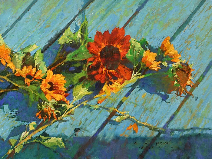 "Lemon Red On Blue" - oil on linen - 18"h x 24"w Available at Art Obsession Gallery, Tokyo, Japan