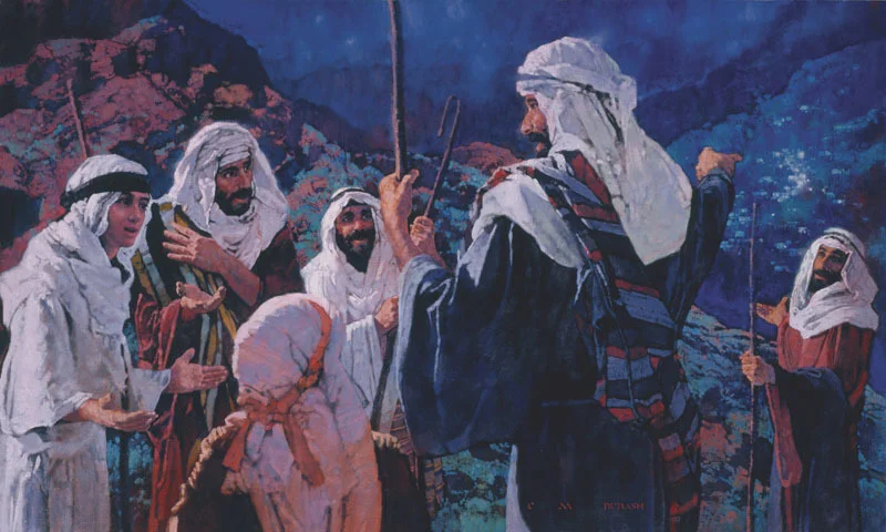 "Let Us Go Unto Bethlehem" Luke 2:13 - oil on linen - 24" x 40" #8 in a series of 12 