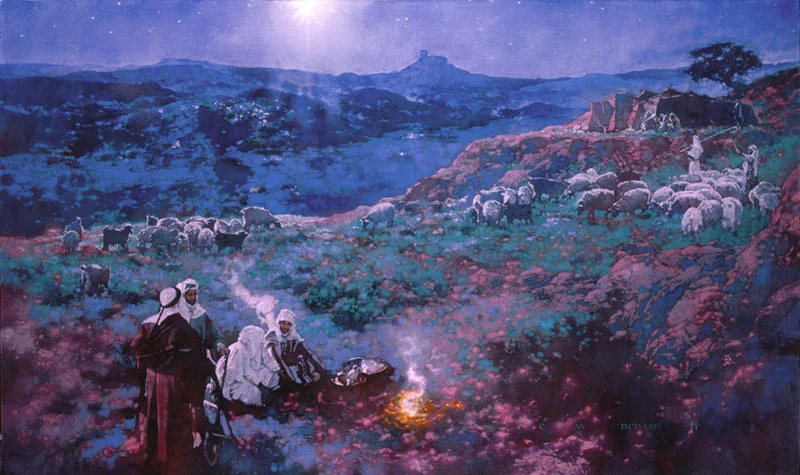 "Watching Their Flocks By Night" Luke 2:8 - oil on linen - 24" x 40" #5 in a series of 12 