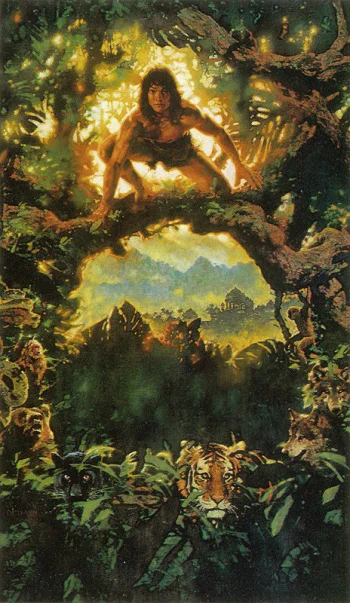 "The Jungle Book" - oil on linen - 42"h x 28"w Disney Studios Unpublished 4c Comp - 8/24/94 AVAILABLE - Contact C M Dudash for pricing and more information