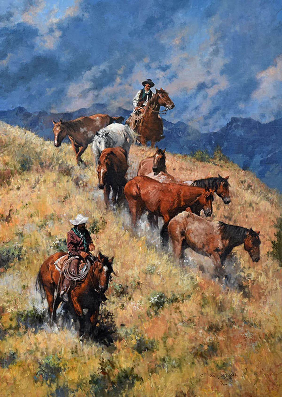 "REMUDA ROUNDUP" - oil on linen - 42" x 30" SOLD at Coeur d'Alene Art Auction , July 28, 2018, Reno, NV