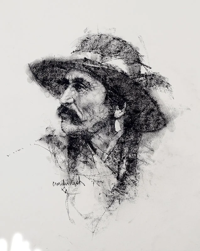 “COMANCHERO DRAWING” Charcoal and Graphite on PAper 16” x 14” Contact C M Dudash for Availability and Pricing