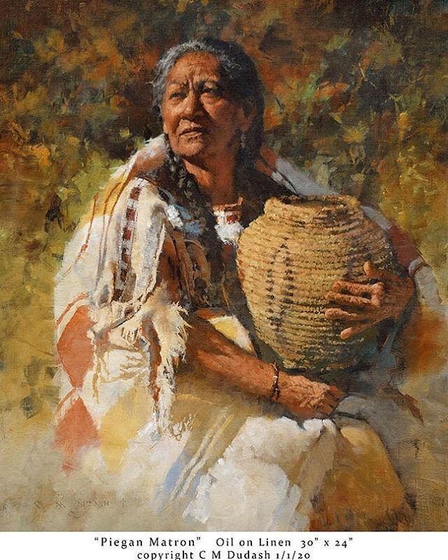 A recently sold painting from my  solo show at The  Legacy  Gallery. &quot;Piegan Matron&quot; oil in linen 30&quot; x 24&quot;
.
.
.
.
.
#westernart #westernpaintings #nativeamerican #americanindians #cowboyart #frontierpaintings #cmdudashart #weste