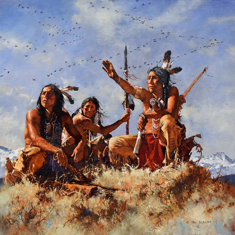  ****SOLD**** “Voices From The Sky”  Oil on Linen  32” x 32” SOLD at  Cowboy Artists of America Annual Show &amp; Exhibition  Nov 7-8, 2025, Fort Worth, TX 