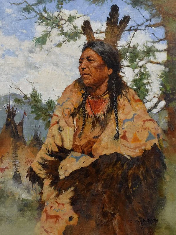  ****SOLD**** “Buffalo Robe, Tatanka Spirit” Oil on Linen  24”h x 18”w 