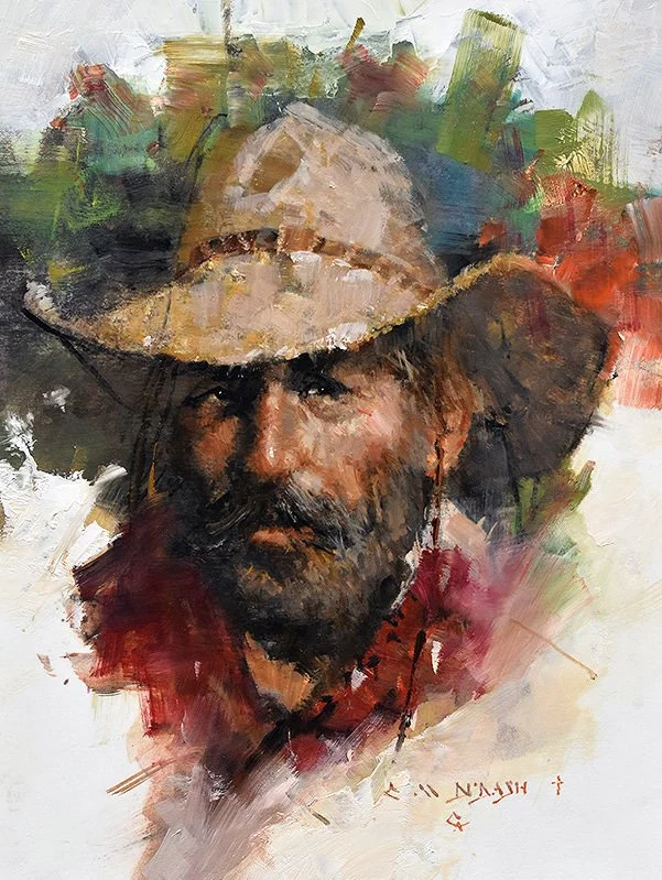  ****SOLD**** “Trailhand”  Oil on Board 1  2 × 9 